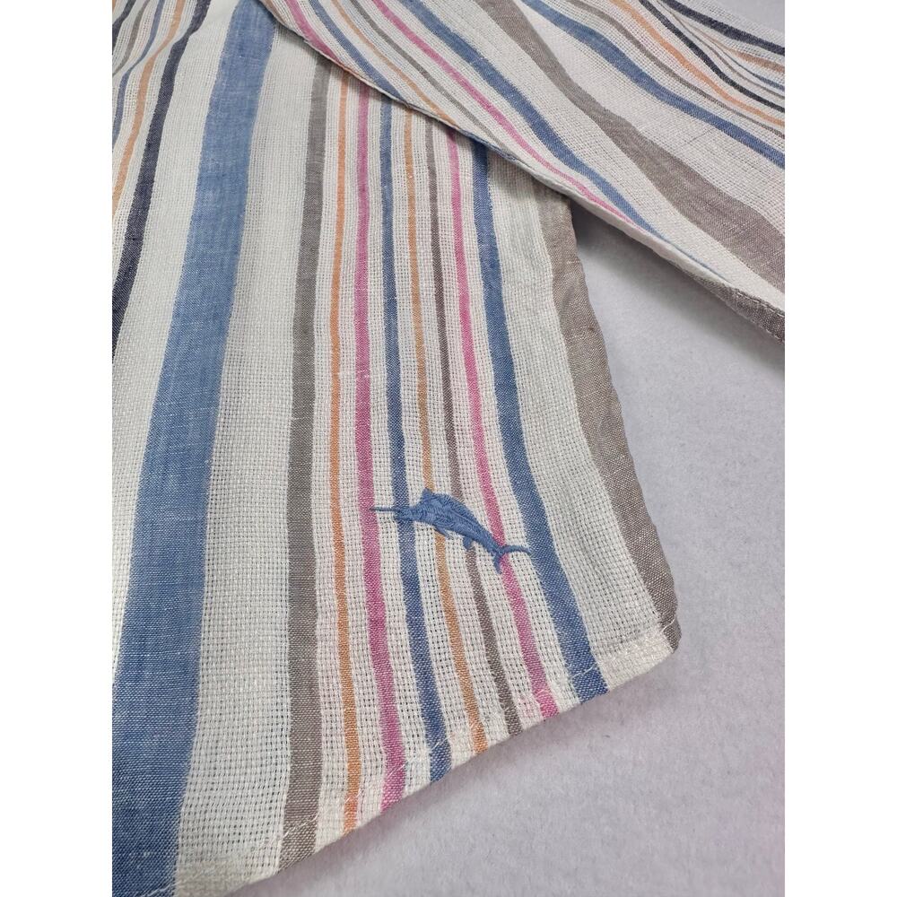 Tommy Bahama Striped 100% Linen Button Up Shirt Multi Color Long Sleeve Size XL - Picture 5 of 12
